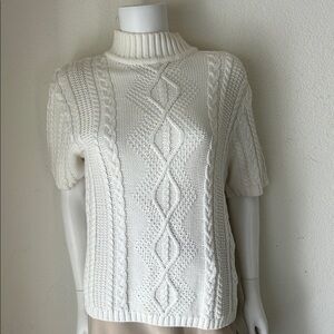 Cutter & Buck Women's Cream Cable Knit Turtleneck Sweater